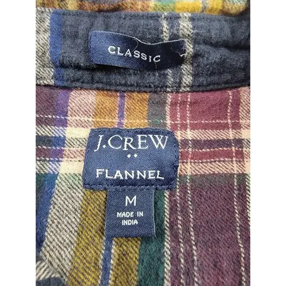 J Crew Flannel Shirt Mens Medium Multicolor Plaid Classic Fit - Picture 3 of 9